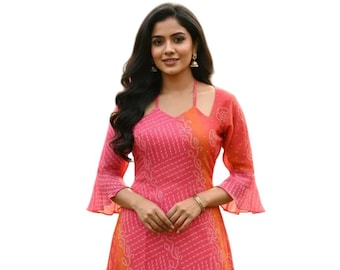 Kesari Bandhei Faux Georgette Kurti