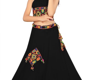 Kids Embroidered Ghoomar Lehenga Choli: Navratri Garba Dress