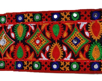 Embroidery Traditional Border lace With Mirror