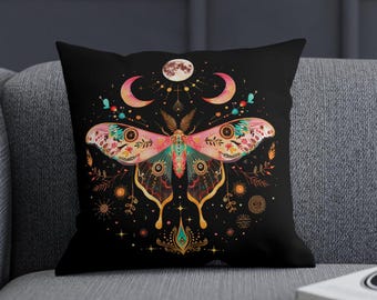 Square Pillowcase Moth Celestial Fern Dark Academia Vintage Apothecary New Home Decor Cottagecore Gift her Throw Pillow Cushion Cover