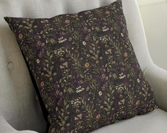 Botanical Faux Suede Pillowcase Dark Cottagecore Cozy Home Decor Dark Academia Floral Throw Pillow for Bedroom Aesthetic Gift Housewarming