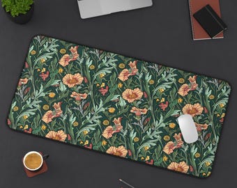 William Morris Blackthorn Dark Academia Victorian Cottagecore Botanical Forest Desk Mat Neoprene Mouse Pad Boho Art Nouveau Office Gift