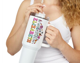 Personalised Name Tumbler, 40oz - Custom Teacher Appreciation Gift Bulk, Back to School Gift, Women's Insulated Cup, Personalized Drinkware