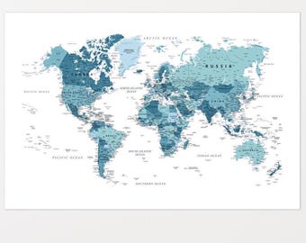 Gift Map Print World map wall art New Home poster First Home gifts for Engagement or Anniversary Couple weltkarte with countries  Large