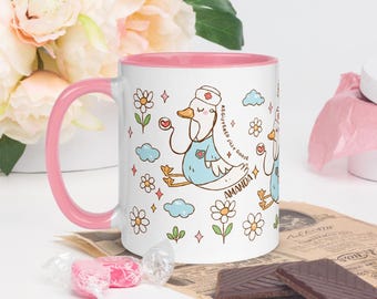 Custom Nurse Mug – Colorful Handle, Registered Silly Goose, Funny RN Appreciation Gift, Custom Name Coffee Cup, Nurse Graduation Gift