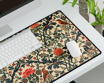 Mouse pad William Morris Art Nouveau Floral Birds Desk Mat Cottagecore Mouse Pad Victorian Style Office Decor and Desk Accessories