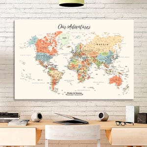 Personalized World Map Poster, Custom Travel Map for Birthdays, Housewarming Gifts, Colorful Wall Art, Large Home Décor, Unique Travel Gift