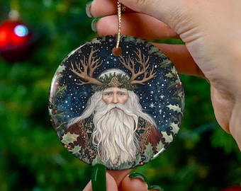 Keramisk julgransprydnad med skogshorn: Hednisk vinterdekoration