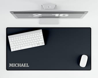 Personalized Desk Mat with Name – Dark Blue Office Large Desk Pad – Custom Gift for Teacher or Coworker – Gothic Academia Mouse Pad