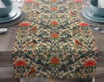 Cottagecore Table Centerpiece Kitchen & Dining Table Accessory William Morris Spring Botanical Table Runner Floral Farmhouse Table cloth