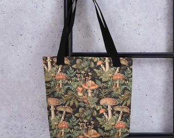 Tote Bag Mushroom Dark Cottagecore Aesthetic Tote Bag for Her Gifts Dark Academia Witchy Botanical Canvas Bag Vintage Forest Aesthetic