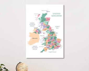 Map of Great Britain UK Large Poster Art Print England Map Print Printable Wall Art Poster Wall Home Decor  Minimalist Office wall decor