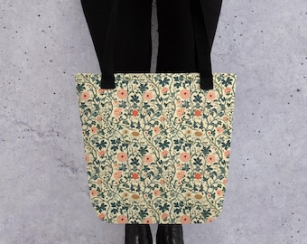 Botanical Tote Bag William Morris Art Nouveau Canvas Dark Academia & Cottagecore Aesthetic Boho Gift for Birthday Mother's Day Sister