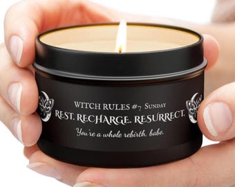 Witch Spell Candle: Cozy Autumn Scented Coconut Soy Candle in Tin