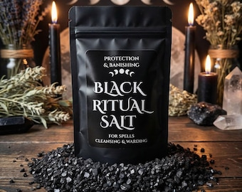 Bescherming Zwart zout voor energiereiniging | Verwijdering van negatieve energie, ingrediënt hekserijspreuk, spirituele bescherming, rituele benodigdheden