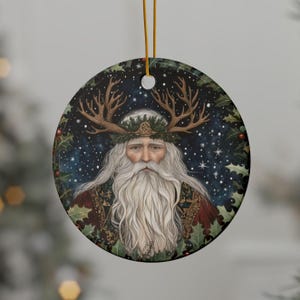 Green Man Yule Ornament: Pagan Christmas Solstice Decor