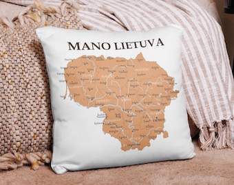 Lithuania map cushion, Modern decorative pillow, machine-washable with hidden zipper, Travel-inspired Gift Noel, soft throw pillow Christmas