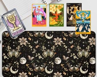 Moon Moth Mouse Pad, Witchy Desk Mat for Tarot Reading, Altar Cloth for Shadow Work,Spiritual Workspace & Cottagecore Gift Witchy journaling