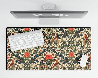 William Morris Mouse Pad – Art Nouveau Bird & Floral Desk Mat | Victorian Style Office Decor | Cottagecore Gift for Her