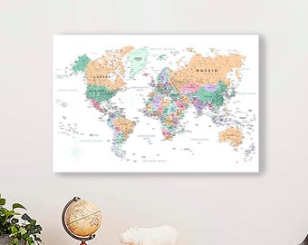 Map of the world Poster Paper,Wall art Dorm decor,College wall decor Poster,Accurate World Map Poster, Globe Map Birthday Gift Her & Here