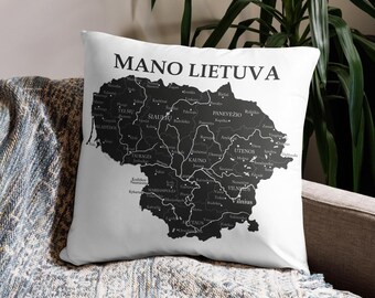 Stylish Lithuania map pillow, soft and cozy home decor cushion, washable pillow with hidden zipper, travel-inspired design,Christmas gift