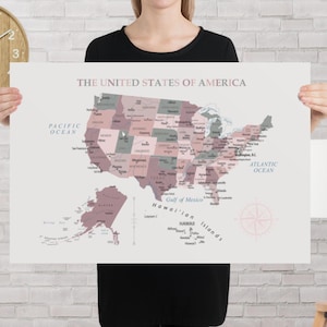 Stadt Karte der USA Bildung Poster, druckbare Geographie Klassenzimmer Wand Dekor Amerika, Haus Bildung USA Poster, Wand Kunst Büro Geschenk