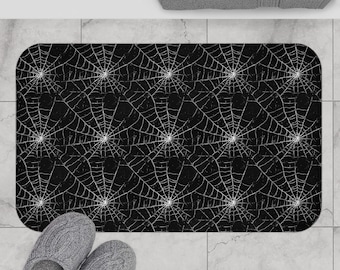 Wednesday Inspired Spiderweb Bath Mat: Gothic Bathroom Decor