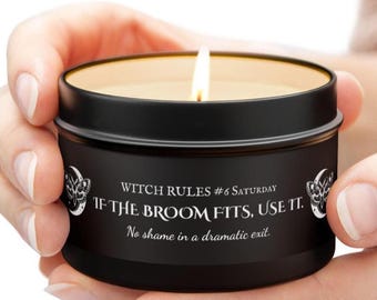 Witch Spell Candle: Cozy Autumn Scented Coconut Soy Wax Tin