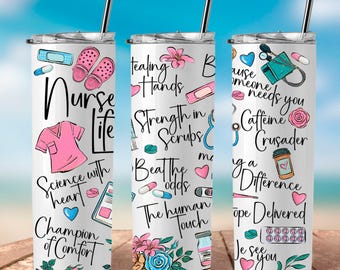 Custom Nurse Tumbler 20oz – RN or LPN Gift, Medical Staff Appreciation, Birthday or Thank You Present for Nurse Life