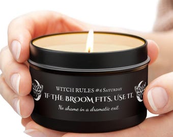 Saturday Witch Candle If the Broom Fits Use It Fall Spell Candle, Halloween Gift for Her, Autumn Witchy Decor, Wiccan Ritual