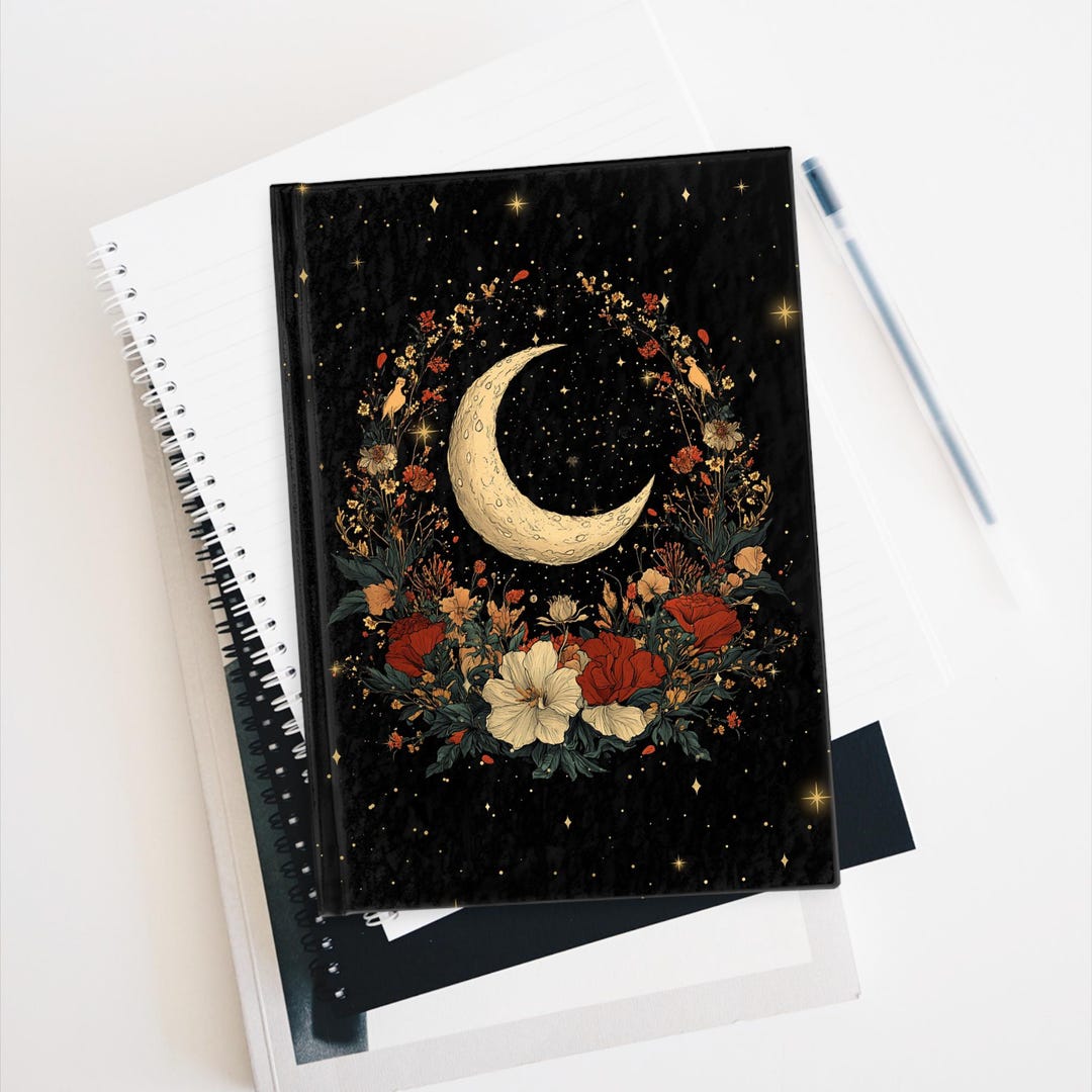 Lunar Celestial Journal, Moon & Stars Boho Notebook, Witchy Diary ...