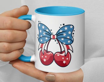 4th of July Mug – Patriotic Coffee Cup with USA Flag Red White Blue Gift – Independence Day Mug  American Pride Drinkware Funny 4th of July