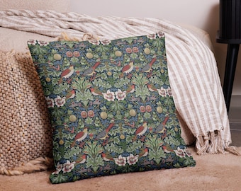 Pillow Case William Morris Bird Botanical: Cushion Vintage Green Blue Floral Botanical