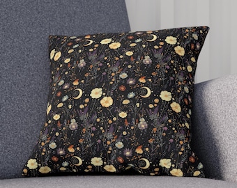 Celestial Moon Faux Suede Pillowcase Dark Cottagecore Home Decor Dark Academia Night Garden Throw Pillow Aesthetic Gift New Home for Her