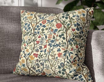 Bohemian Pillowcase Floral Art Nouveau Cushion Cover Dark Academia Decor, Cozy Cottagecore Living Room Bedroom, William Morris Style Cushion
