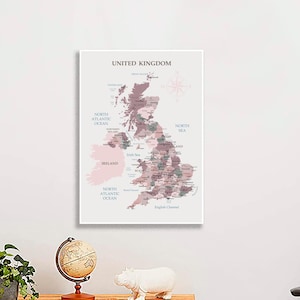 UK Karte Posterpapier, Reise Karte Wandkunst, großer Druck von UK, Weihnachtsgeschenke, UK druckbar, Geburtstagsgeschenk, Geschenk für Sie, Geschenk für Ihn