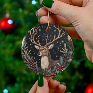 Witchmas Reindeer Ceramic Bauble: Gothic Yule Tree Ornament