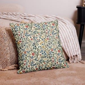 William Morris Style Pillow Cover: Art Nouveau Floral Linen Cushion