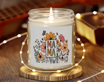 Mothers Day Gift Mama Candle Floral, Baby Shower Present, First Gift for Mum from Daughter, Christmas or Birthday Keepsake, New Mum Gift