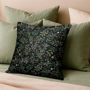 Moody Fern Pillow Cover: Gothic Botanical Throw Pillow Cottagecore Decor