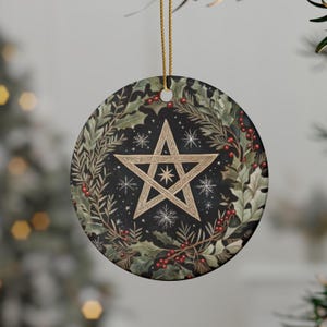 Pentagram Christmas Ornament: Witchy Yule Altar Decor