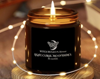Mystical Scented Candle, Witchy Aromatherapy Decor, Unique Gift for her Witch Rules Candle Monday,Affirmation for Witches, Funny Witch Gift