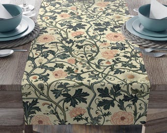 Cottagecore Table Centerpiece Kitchen & Dining Table Accessory William Morris Spring Botanical Table Runner Floral Farmhouse Table cloth
