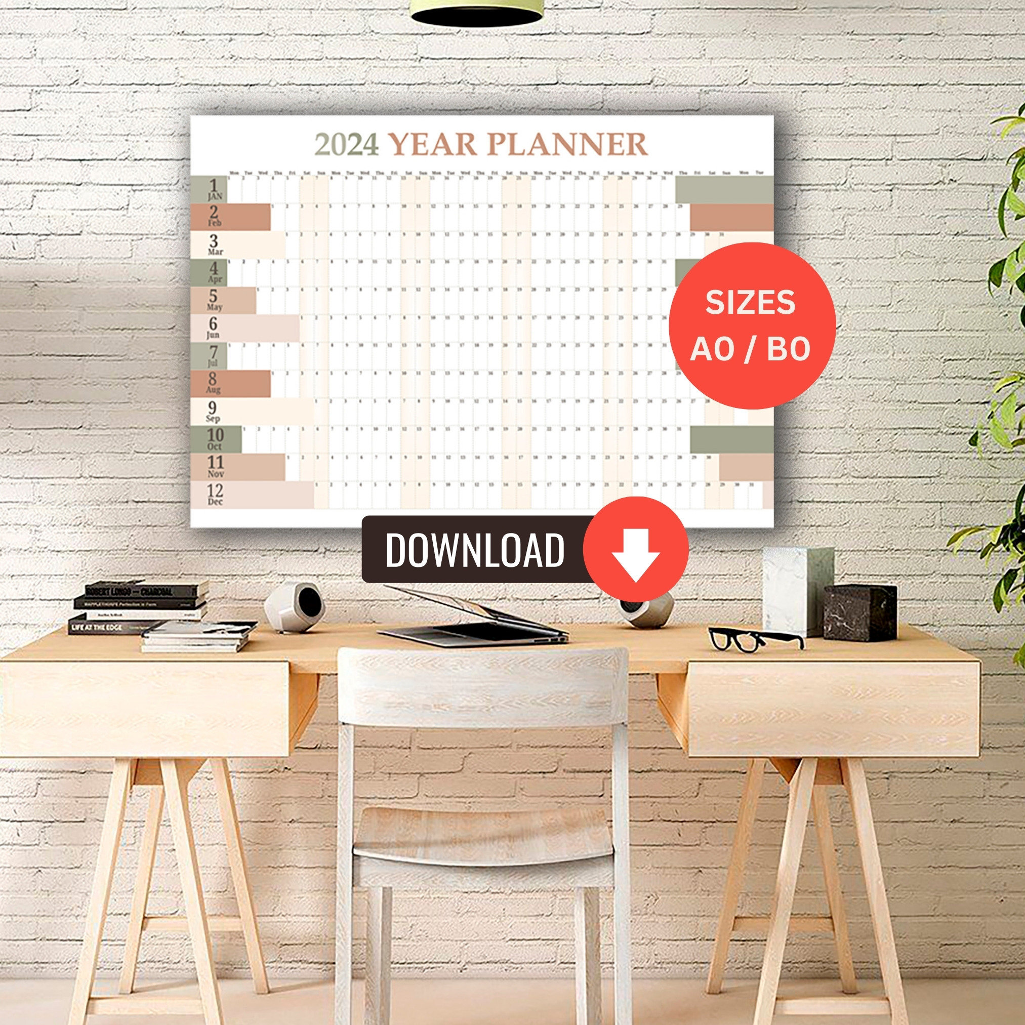 Grand Calendrier Mural Effaçable à Sec – Calendrier Mural Annuel Effaçable à Sec, 94 X 147,1