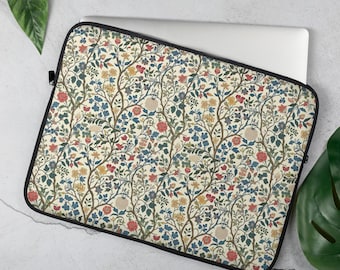 Dark Academia & Cottagecore Floral Laptop Sleeve Aesthetic Botanical Computer Case Boho Art Nouveau Laptop Bag Gift for Students Case