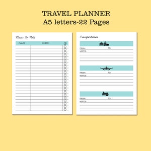 Travel Planner Printable, Travel Itinerary Insert, Packing List Digital ...