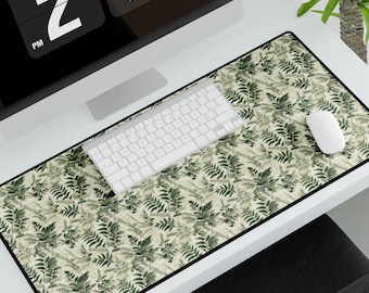 Fern Floral Desk Mat, Cottagecore Mouse Pad Gift for Sister, Freelancer,Botanical Wildflower Office Decor, Vintage Nature Pad William Morris