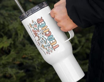 Personalized Teacher Tumbler with Custom Name – Floral Design Travel Mug, Gift for Teachers, Custom Coffee Cup, Teacher Appreciation Present