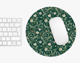 Vintage Desk Mat daisies Bohemian Mini MousePad Green Floral William Morris, Desk Pad Decor, Cottagecore Home Office Desk Accessory