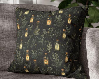 Dark Academia Vintage Apothecary Fern Faux Suede Pillowcase New Home Decor Botanical Cushion Cover Throw Pillow Farmhouse decor Gift for her